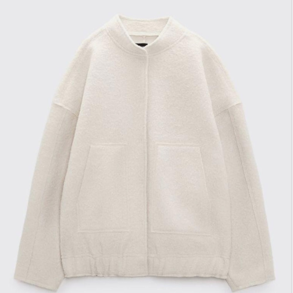 Oversized Pocket Bomber, M/L, Mid-Ecru, New w/ Tags, Never worn